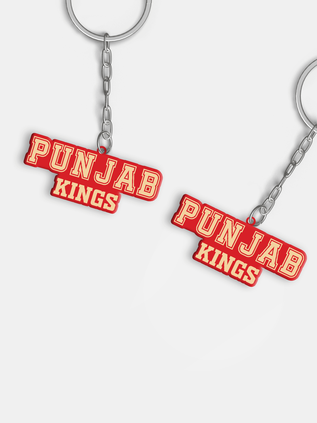 Punjab Kings Red and Gold PBKS Logo Printed Metal Keychain - (Pack of 1) (3)