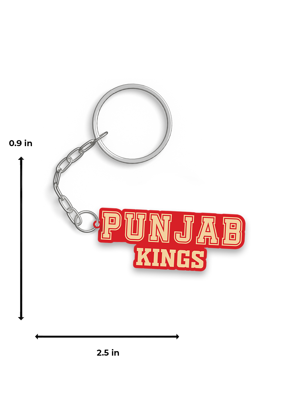 Punjab Kings Red and Gold PBKS Logo Printed Metal Keychain - (Pack of 1) (6)