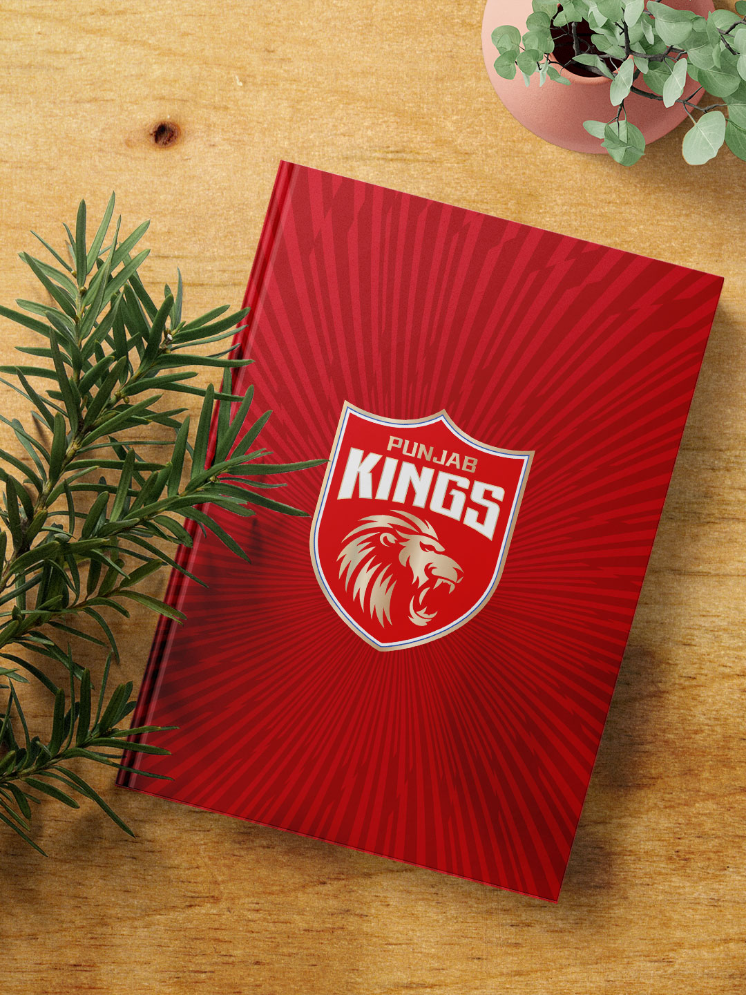 Punjab Kings Red and Gold Printed Hardbound Cover A5 Ruled 100 Pages Diaries - (Pack of 1) (4)