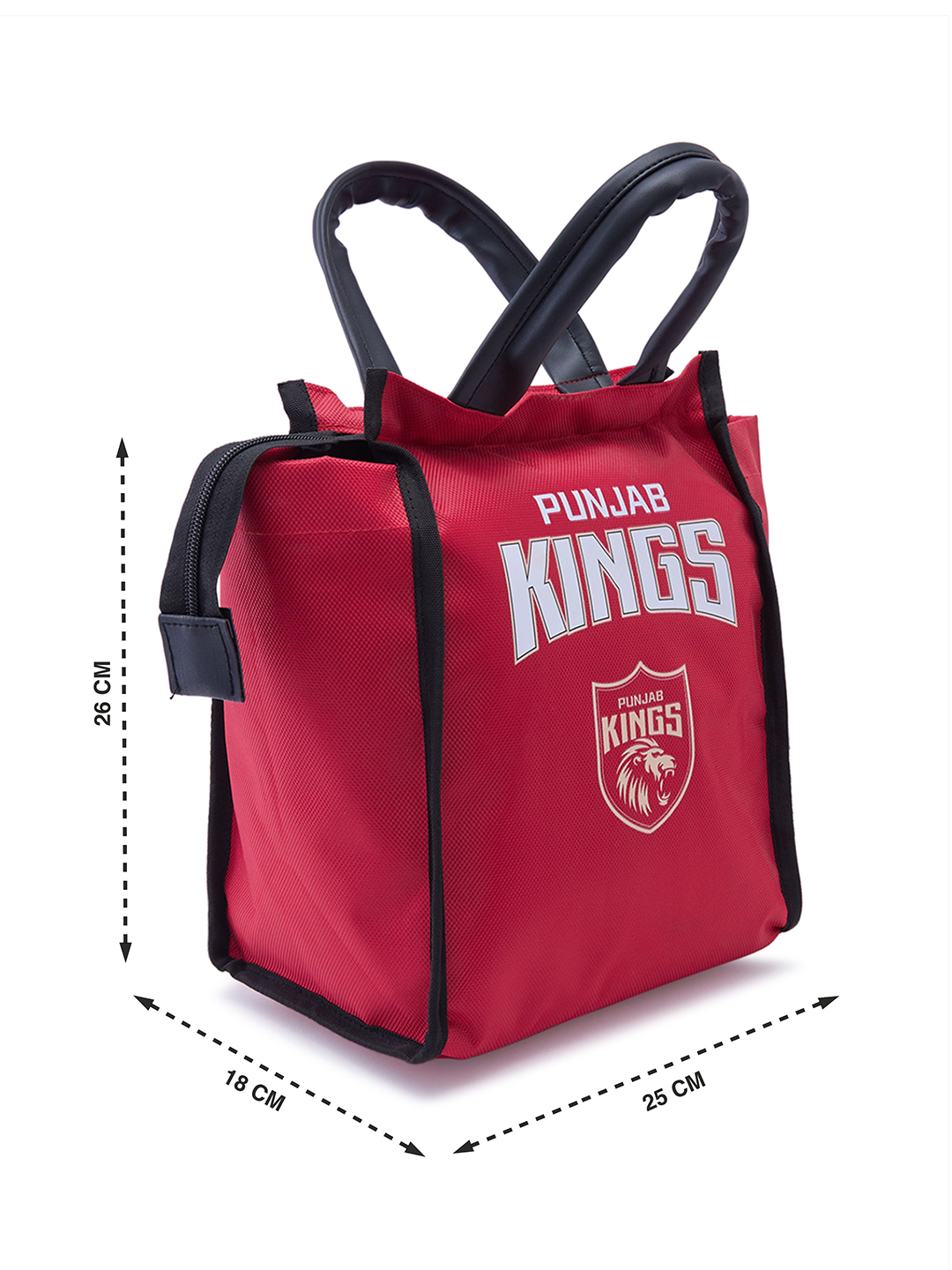 Punjab Kings Insulated Red Lunch Bag for Men and Women with Canvas Fabric Zip Closure Multipurpose Bag (9)