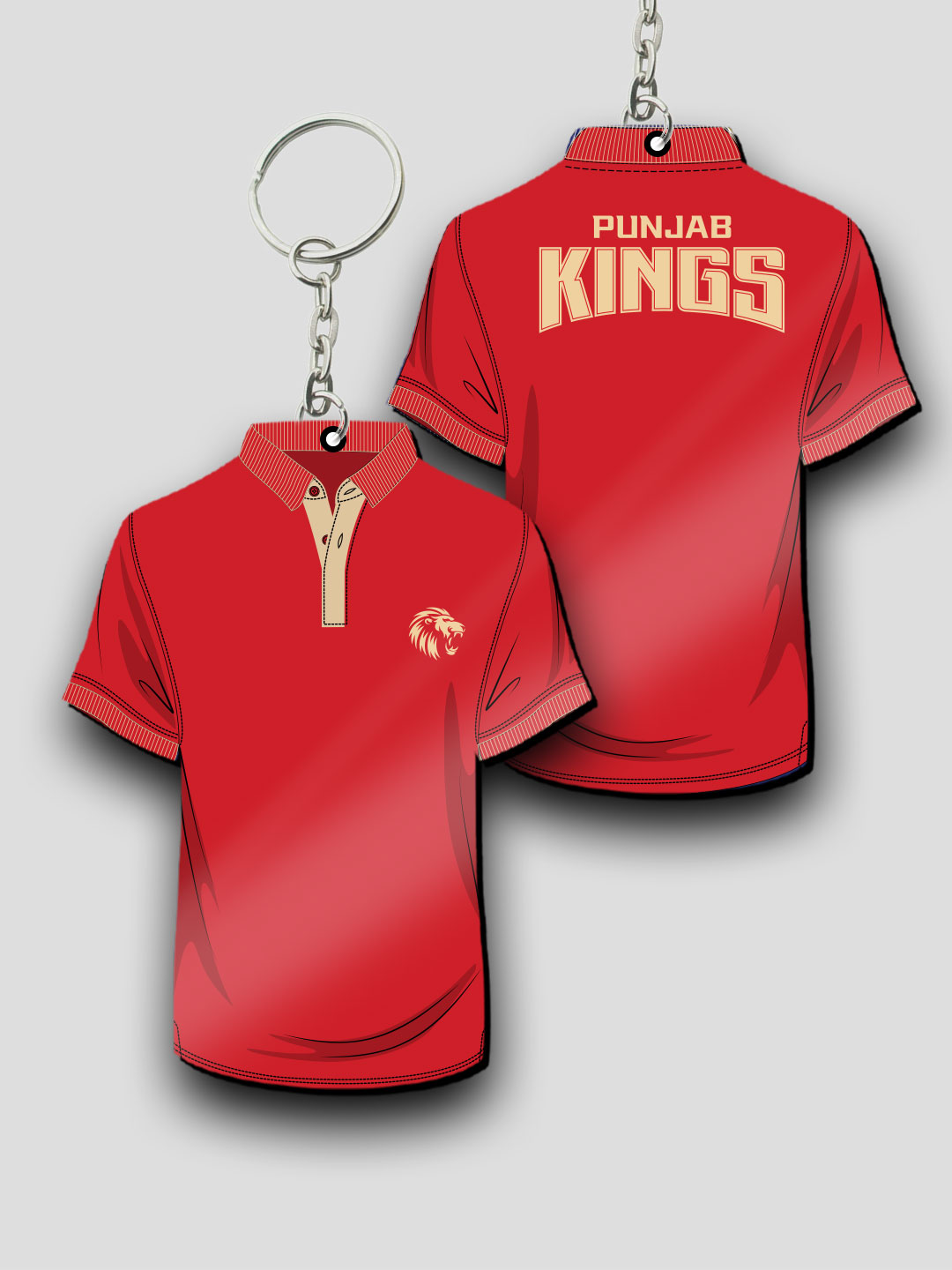 Punjab Kings Red T-Shirt Keychain Lightwieght MDF For Car,Bike,Office (Pack of 1) (4)