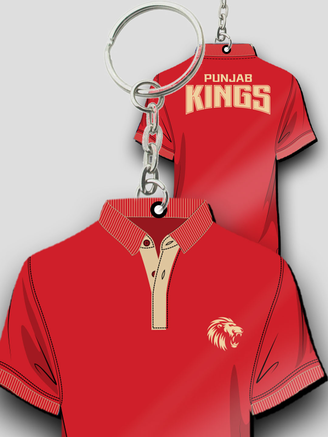 Punjab Kings Red T-Shirt Keychain Lightwieght MDF For Car,Bike,Office (Pack of 1) (5)