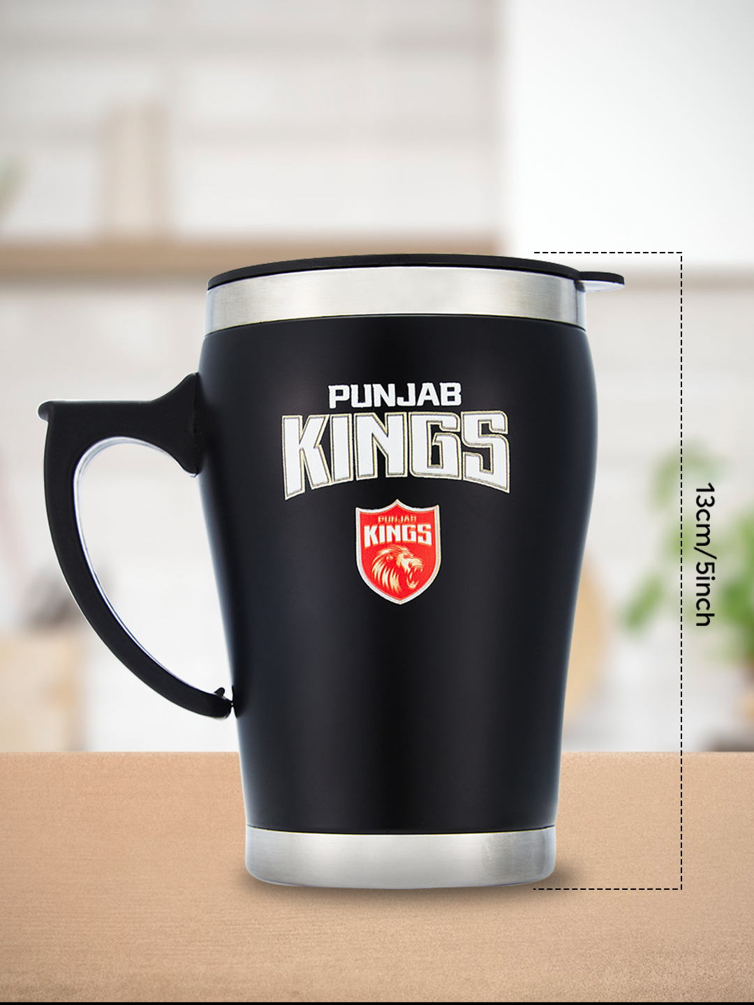 Punjab Kings Travel Mug with Spill-Proof Removable Lid Lightweight Easy to Carry Stainless Steel Mug - 350 ML (8)
