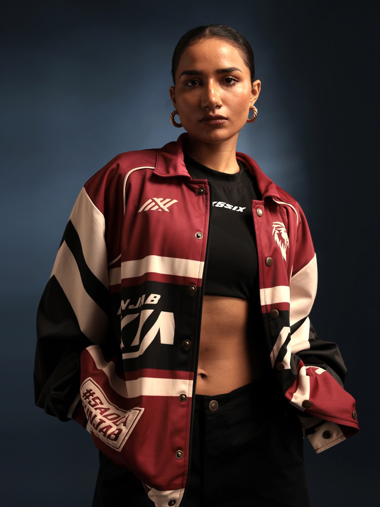 Punjab Kings Unisex Red Graphic Printed Full Sleeves Oversized Varsity Racer Jacket (6)