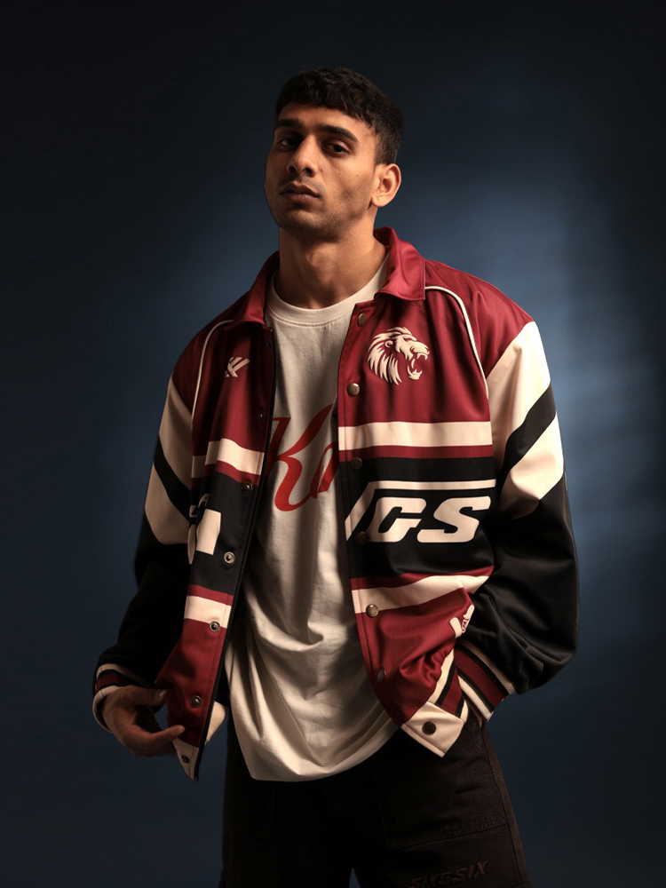 Punjab Kings Unisex Red Graphic Printed Full Sleeves Oversized Varsity Racer Jacket (1)
