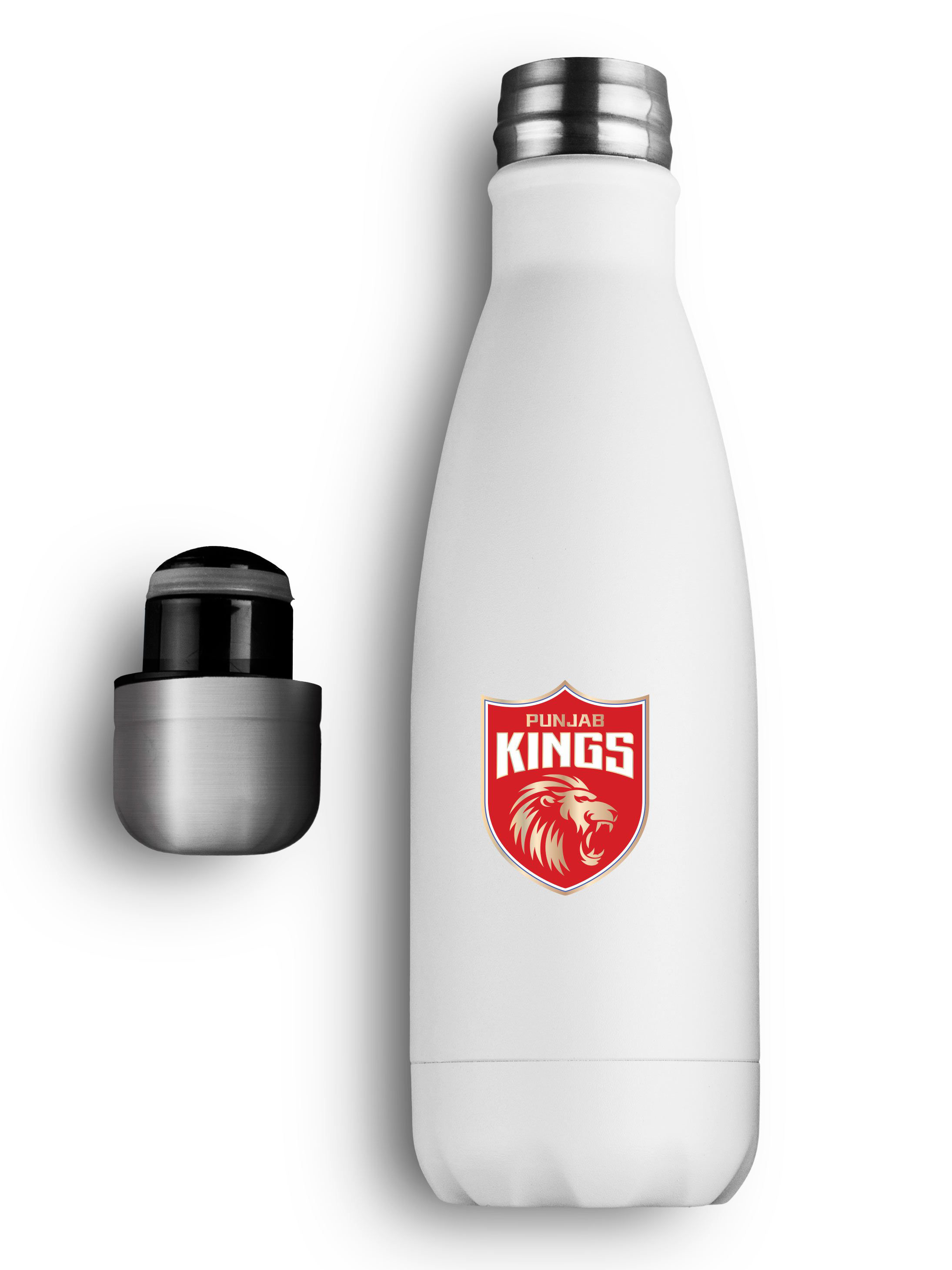 Punjab Kings Vacuum Insulated Double-Walled Stainless Steel Insulated Flask Travel Bottle-680 ML (White/Red)