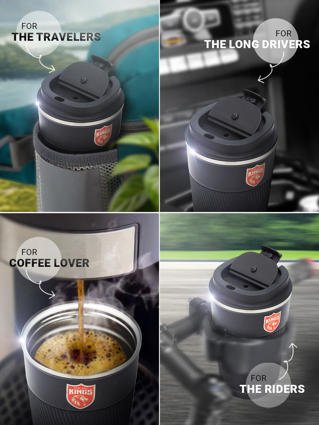 Punjab Kings Vacuum Insulated Double-Walled with Spill Proof Flip Top Stainless Steel Coffee Tumbler - 400 ML (6)