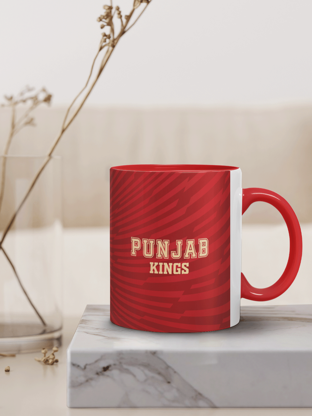 Punjab Kings White and Red Logo Printed Ceramic Glossy Mug 325 ml - (Pack of 1) (7)
