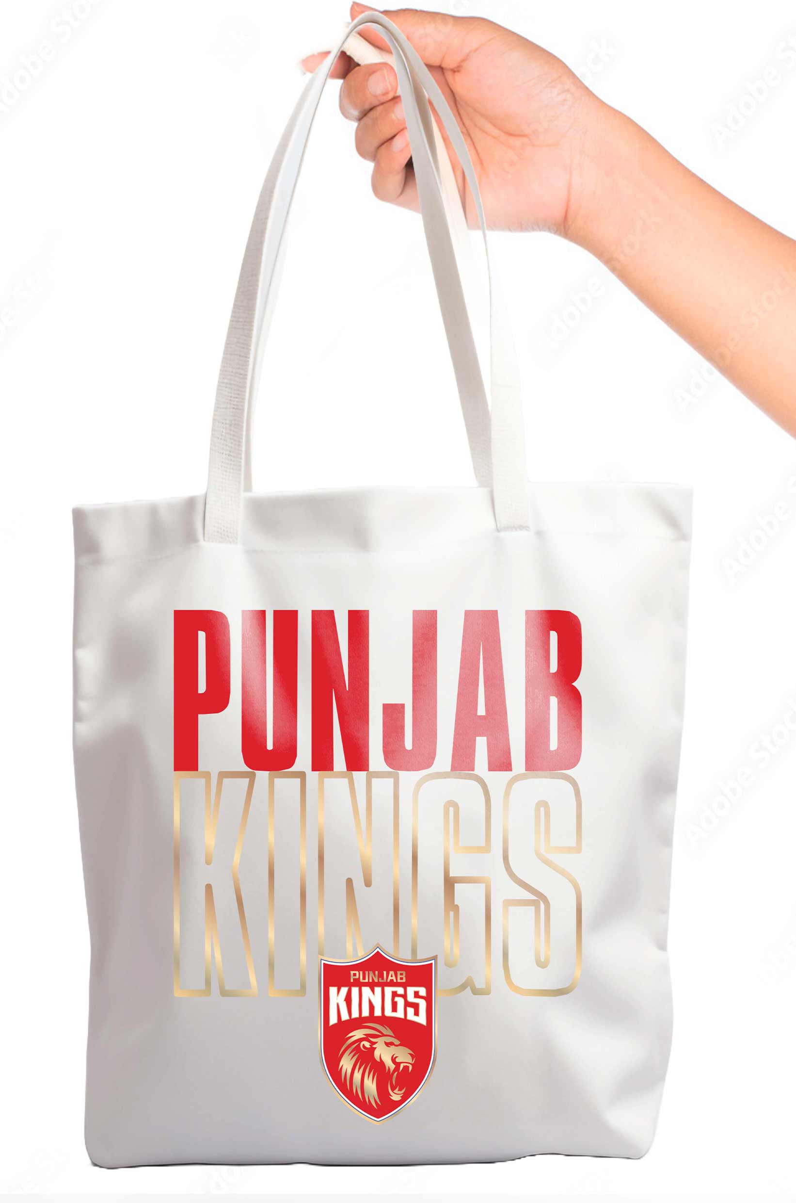 Punjab Kings Printed Canvas Casual Tote Bag, Stylish Handbag For Men and Women - Pack of 1 (White/Red) (7)