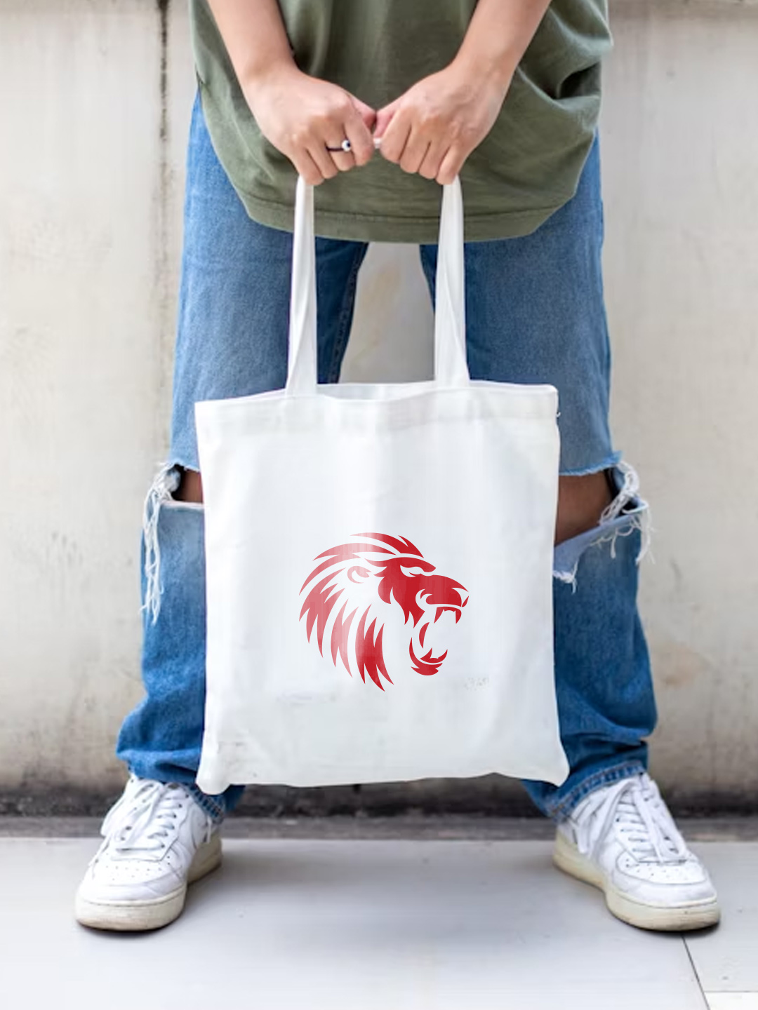 Punjab Kings Printed Canvas Casual Tote Bag, Stylish Handbag For Men and Women - Pack of 1 (White/Red) (2)