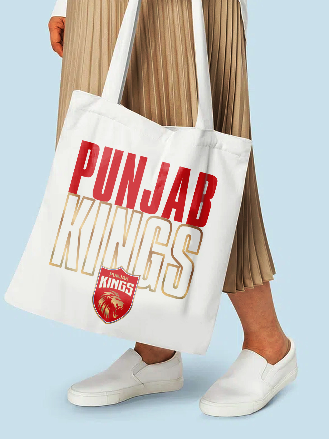 Punjab Kings Printed Canvas Casual Tote Bag, Stylish Handbag For Men and Women - Pack of 1 (White/Red) (3)