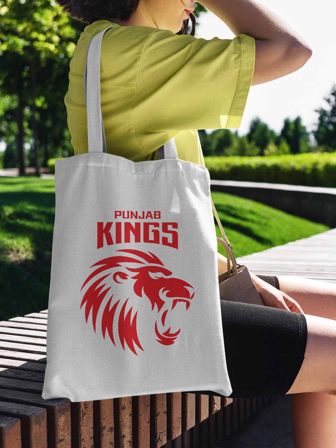 Punjab Kings White and Red Punjab Kings Sher Canvas Casual Tote Bag - (Pack of 1) (2)