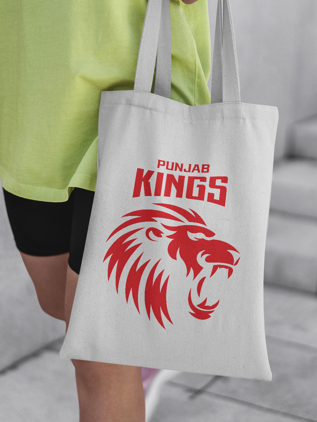 Punjab Kings White and Red Punjab Kings Sher Canvas Casual Tote Bag - (Pack of 1) (3)