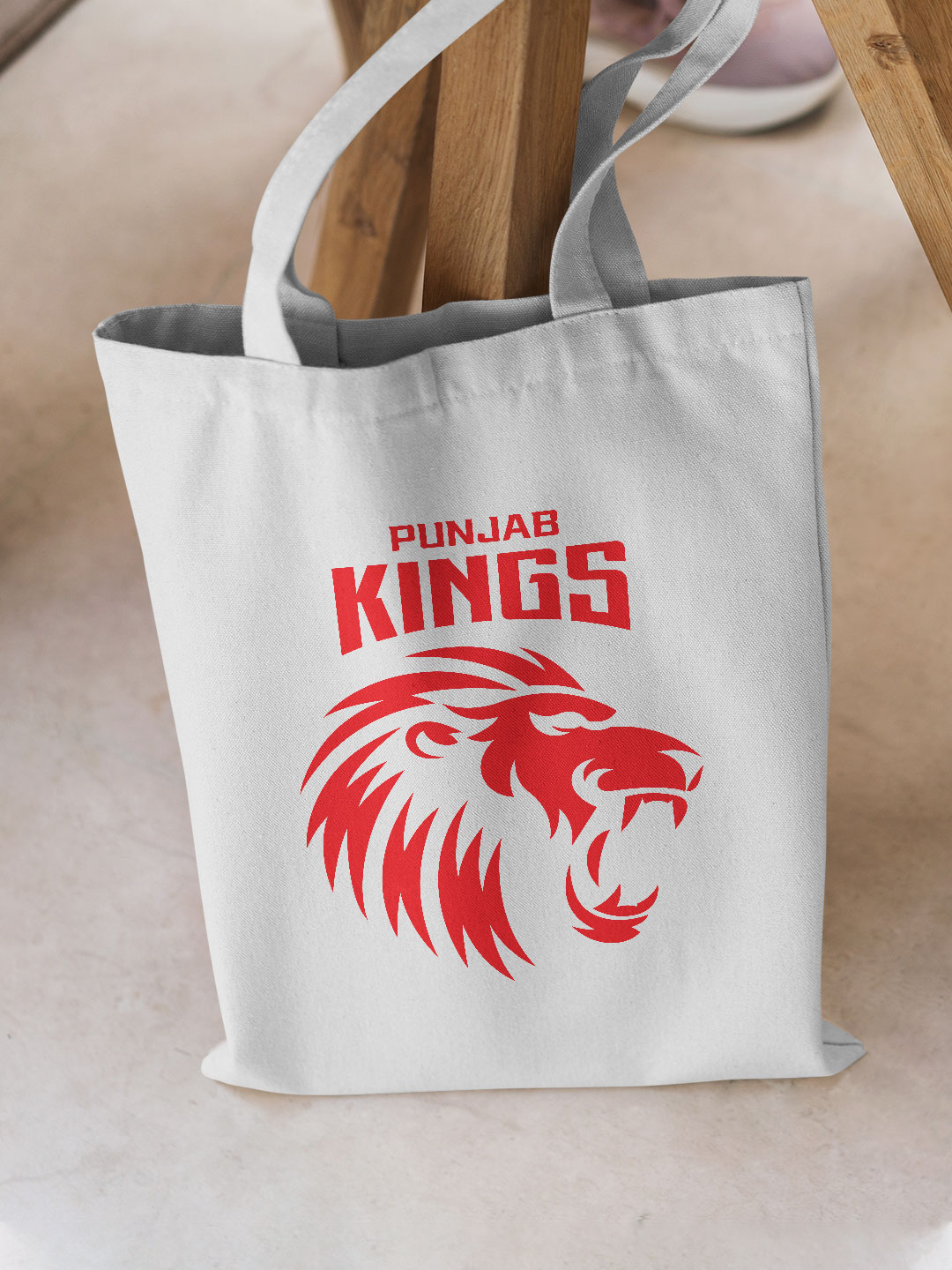 Punjab Kings White and Red Punjab Kings Sher Canvas Casual Tote Bag - (Pack of 1) (5)