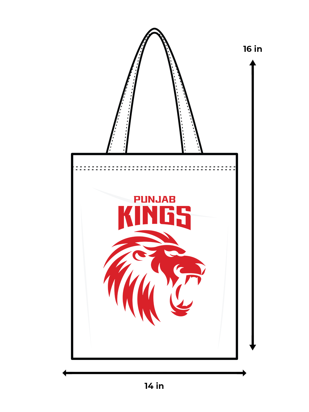 Punjab Kings White and Red Punjab Kings Sher Canvas Casual Tote Bag - (Pack of 1) (6)