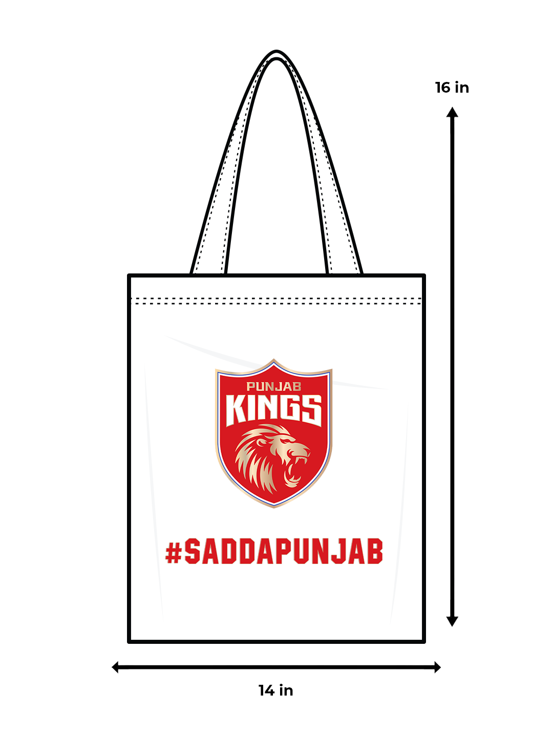 Punjab Kings White and Red Sadda Punjab Printed Canvas Casual Tote Bag - (Pack of 1) (6)