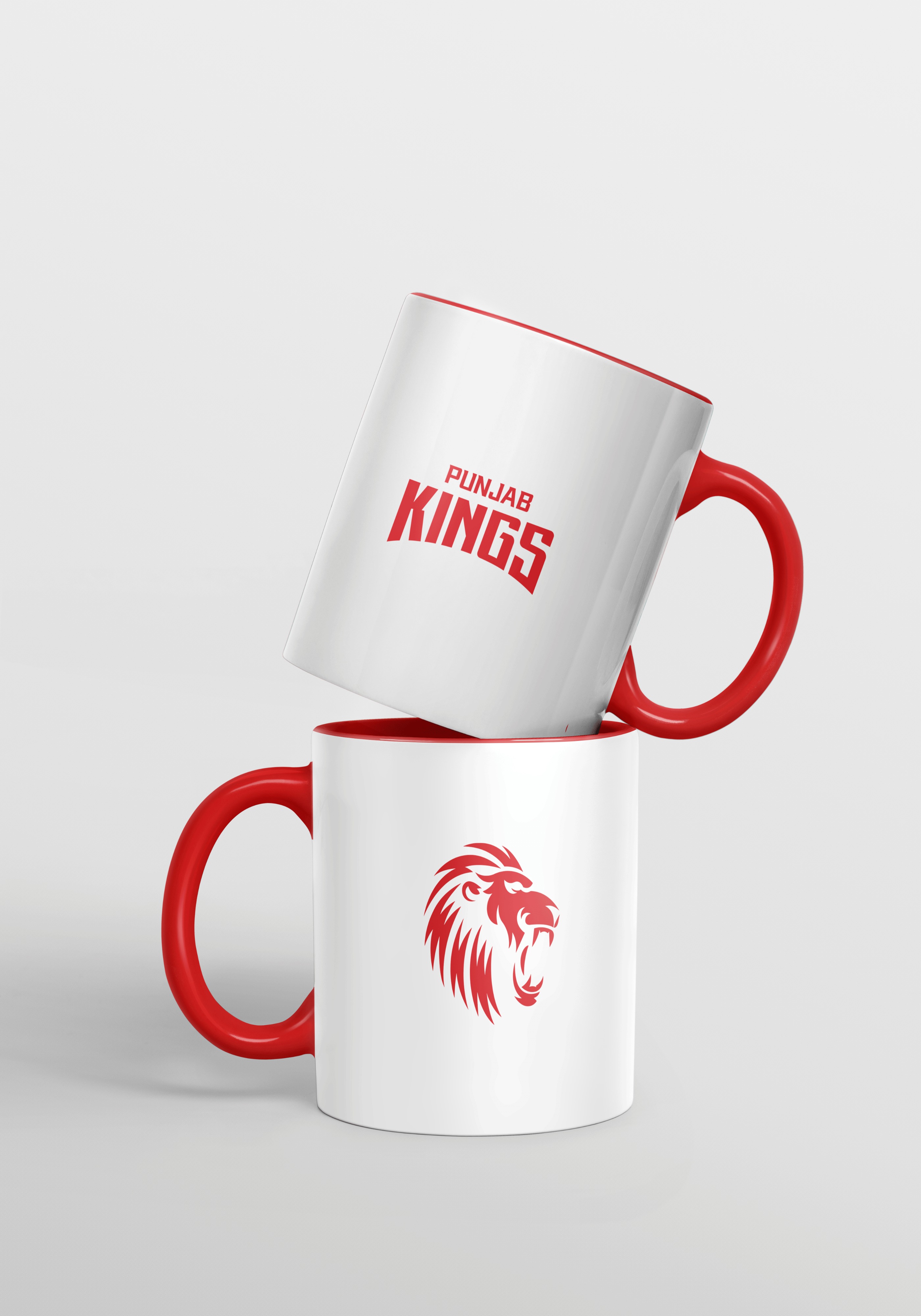 Punjab Kings White and Red Sher-e-Punjab Ceramic Glossy Mug 325 ml - (Pack of 1) (1)