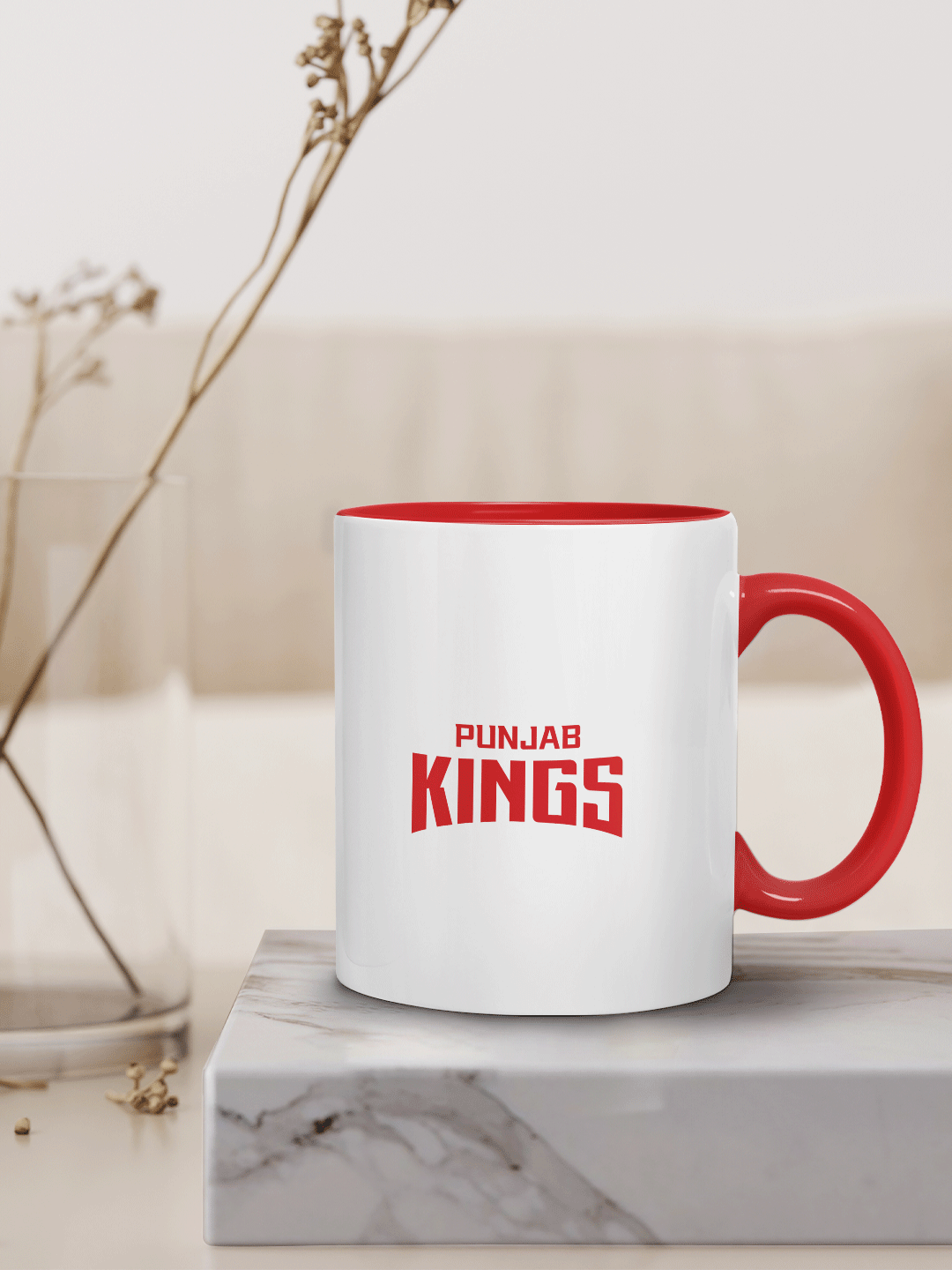 Punjab Kings White and Red Sher-e-Punjab Ceramic Glossy Mug 325 ml - (Pack of 1) (7)