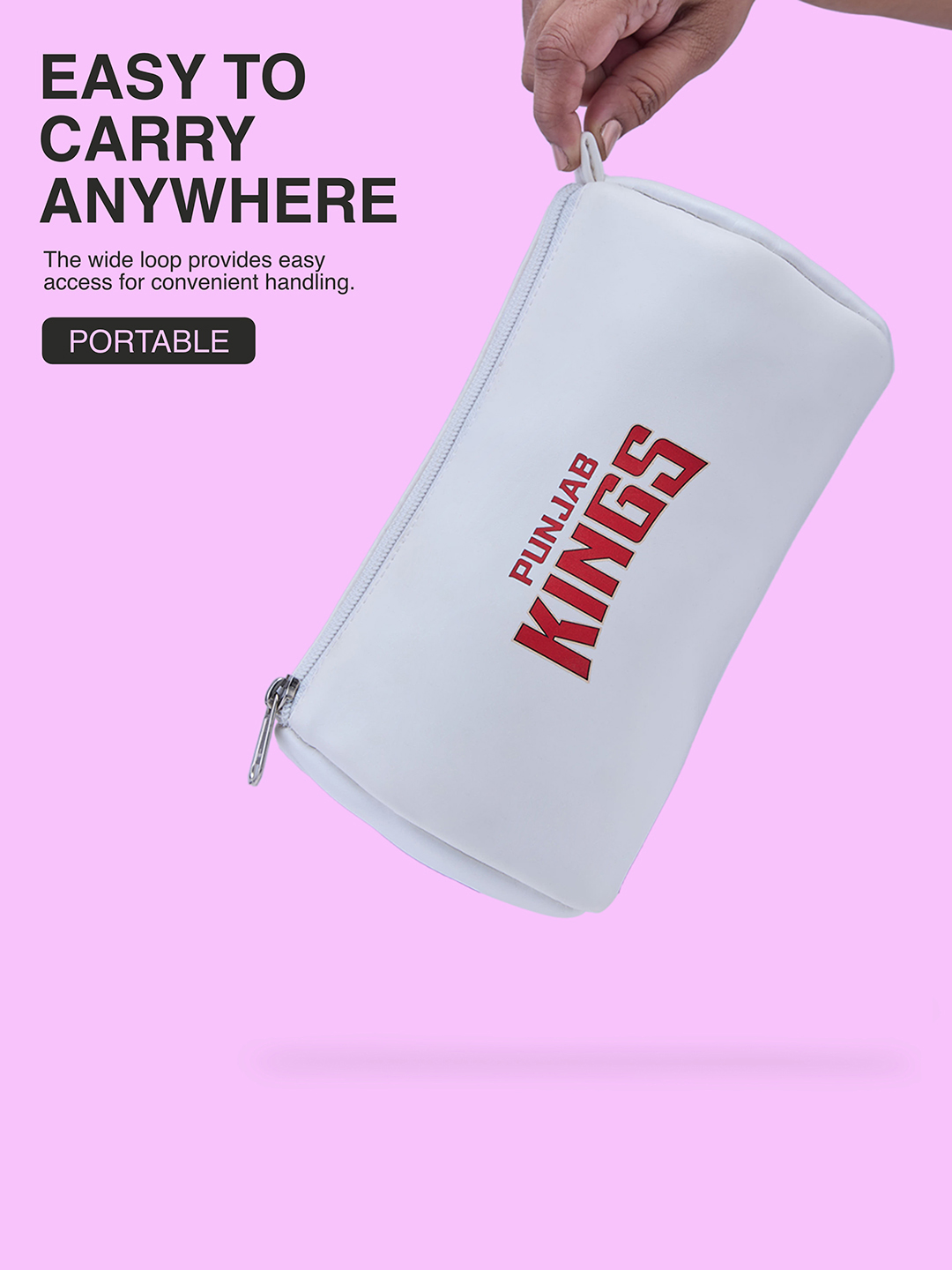 Punjab Kings Lightweight Travel Organiser Compact Size Multi-Purpose Pouch for Men and Women (White/Red) (4)
