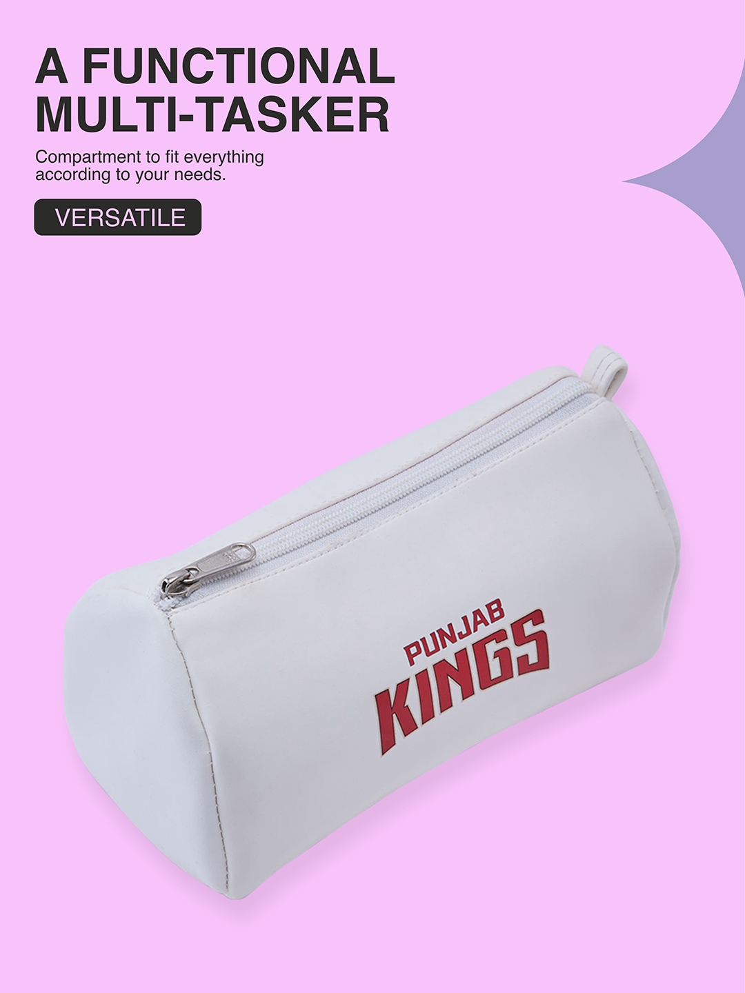 Punjab Kings Lightweight Travel Organiser Compact Size Multi-Purpose Pouch for Men and Women (White/Red) (5)