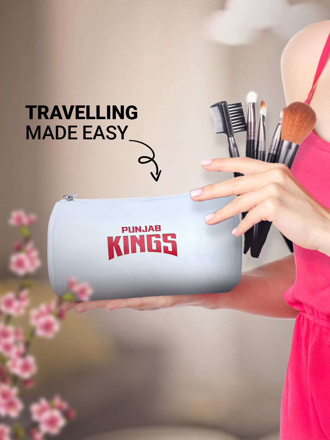 Punjab Kings Lightweight Travel Organiser Compact Size Multi-Purpose Pouch for Men and Women (White/Red) (6)