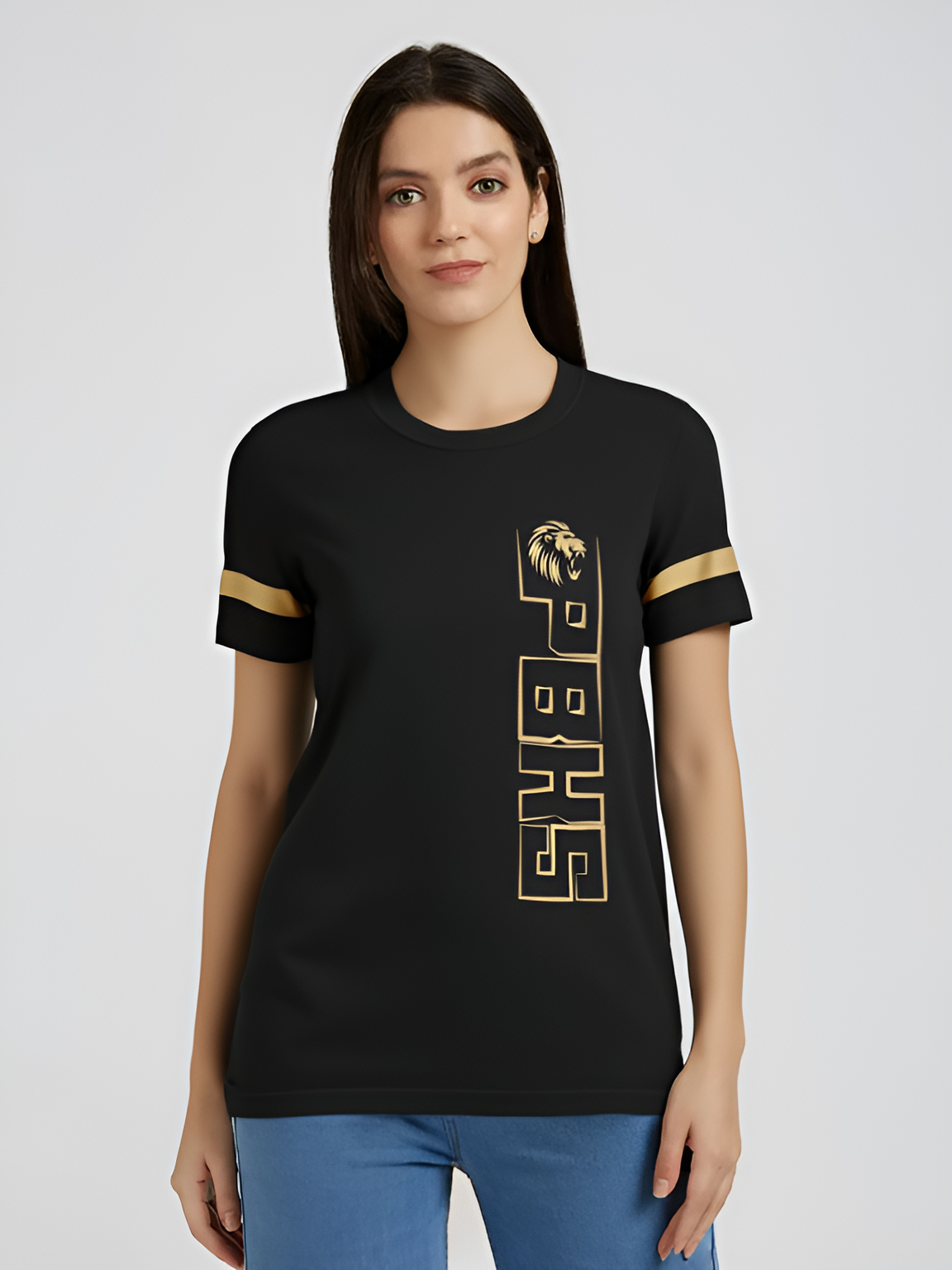 Women Black Graphic Printed Half Sleves Round Neck Cotton T-Shirt