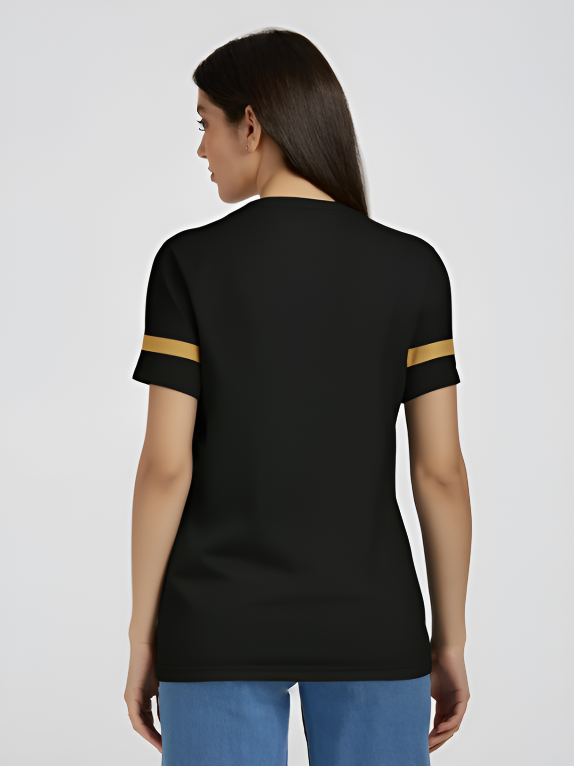 Punjab Kings Women Black Graphic Printed Half Sleves Round Neck Cotton T-Shirt (2)