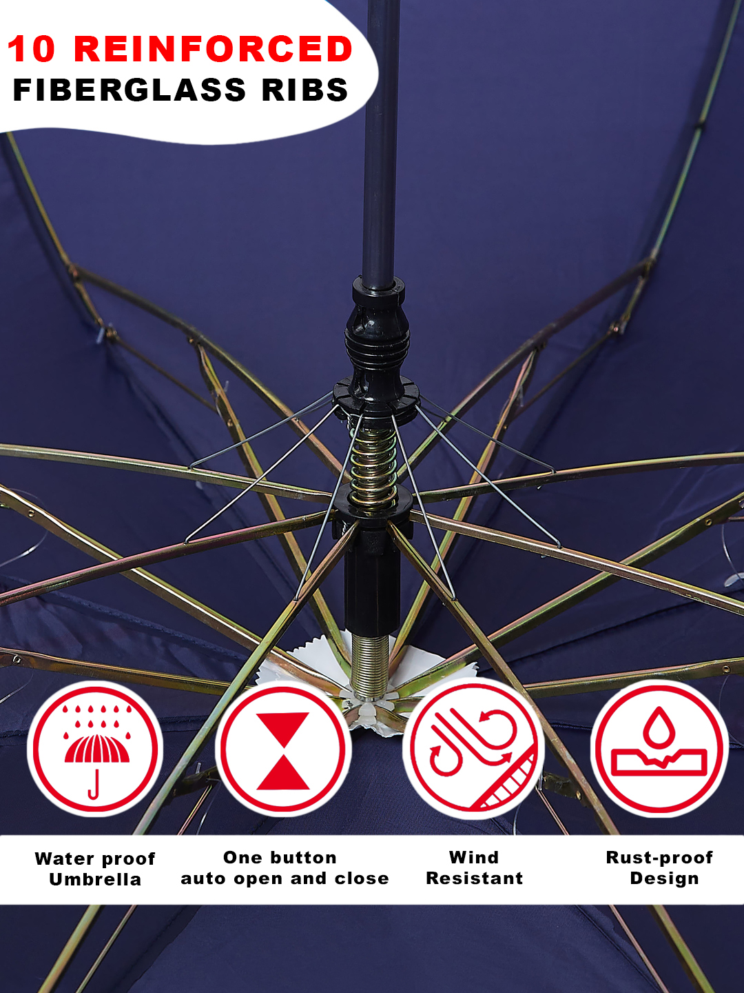 Rajasthan Royals 24.5 Inch 2-Fold Automatic Umbrella for Men and Women - Navy Blue/Pink (3)