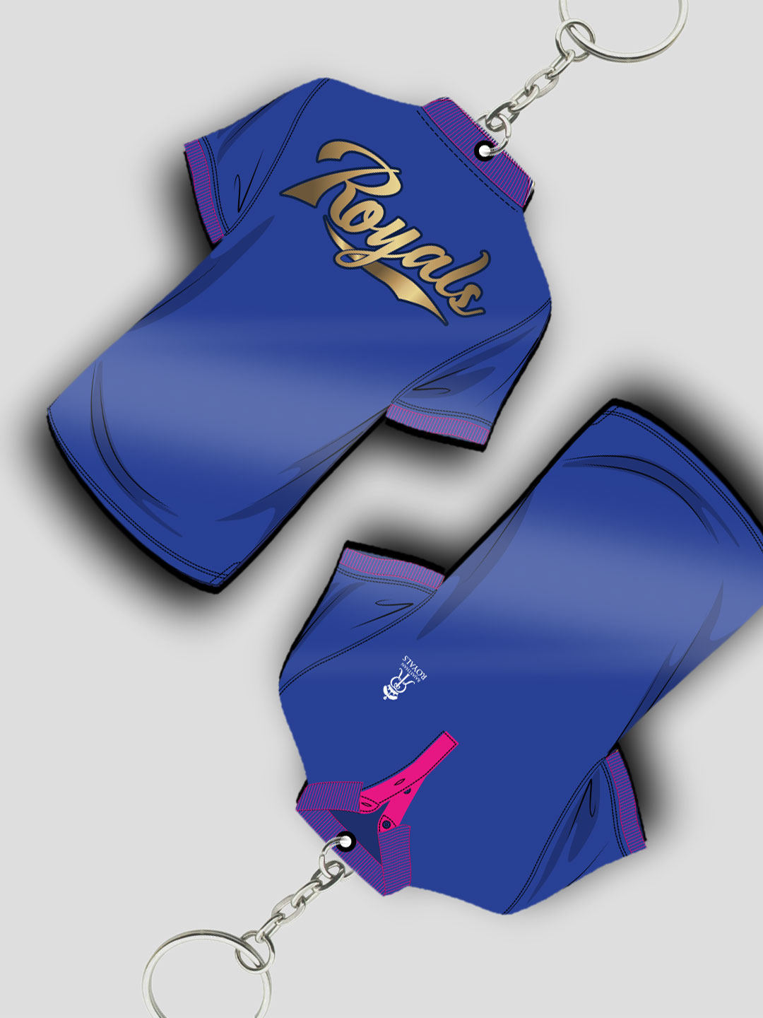 Rajasthan Royals Blue Pink T-Shirt Keychain Lightweight MDF For Car,Bike,Office (Pack of 1) (3)