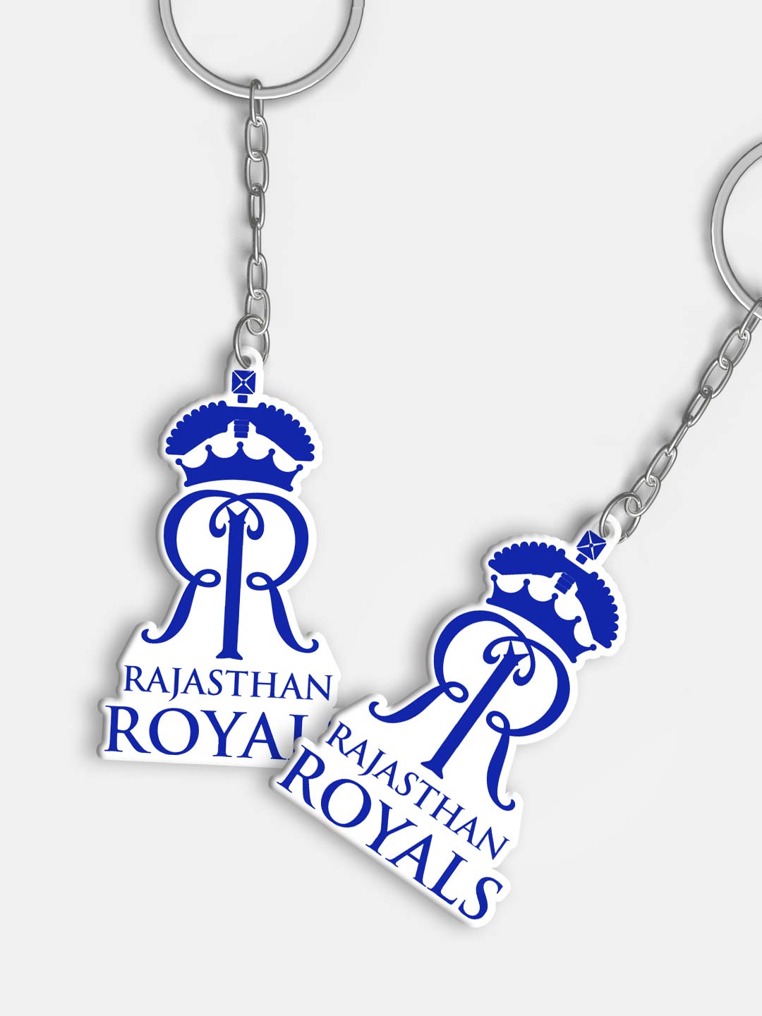 Rajasthan Royals Blue and White RR Logo and Samson Acrylic Keychain - Pack of 2 (1)