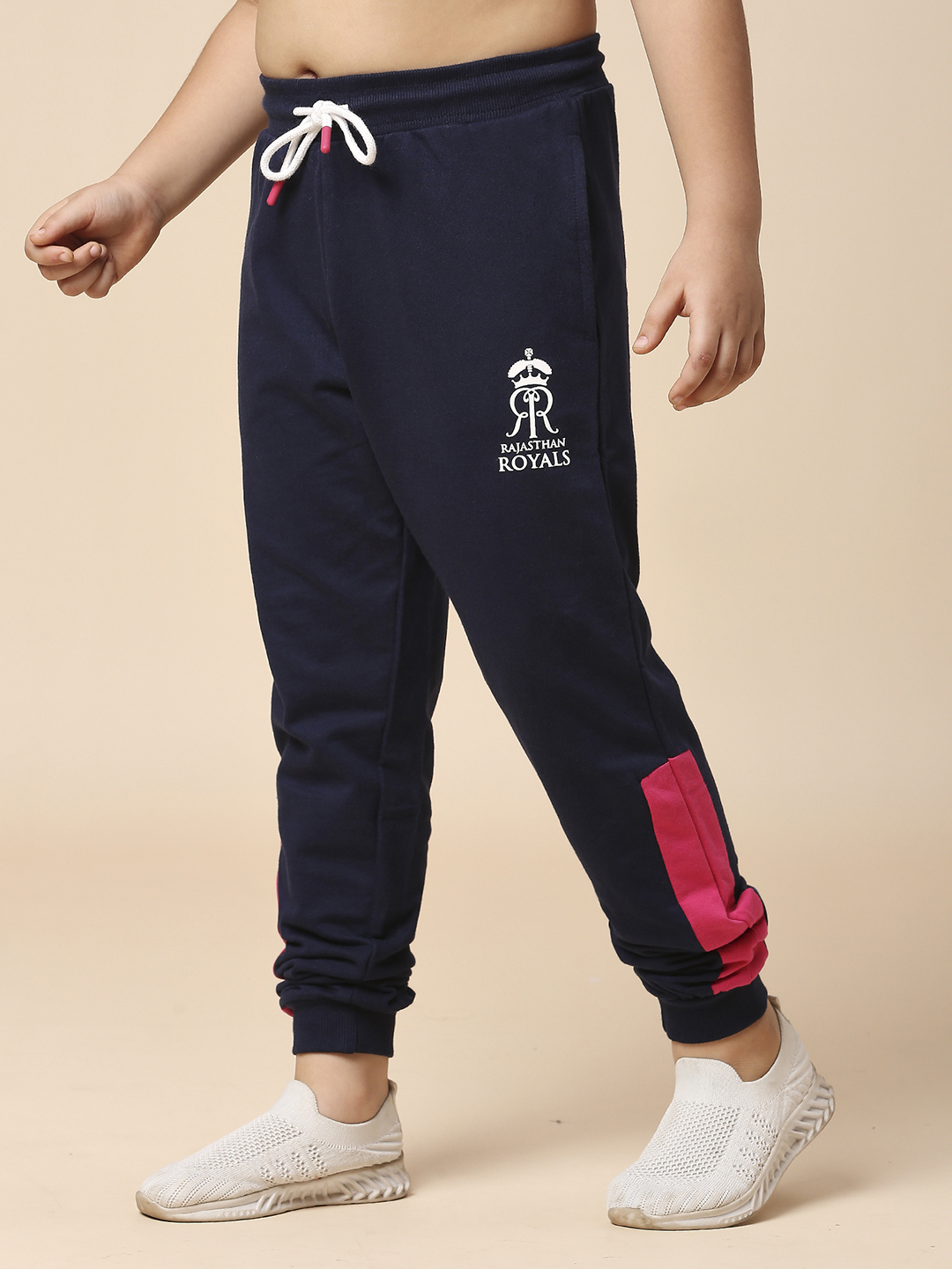 Rajasthan Royals Boys Navy Blue Logo Printed Mid-Rise Cotton Training Regular Fit Joggers (2)