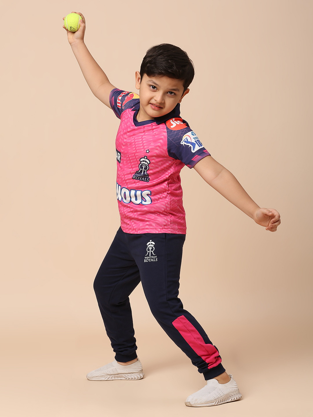 Rajasthan Royals Boys Navy Blue Logo Printed Mid-Rise Cotton Training Regular Fit Joggers (5)