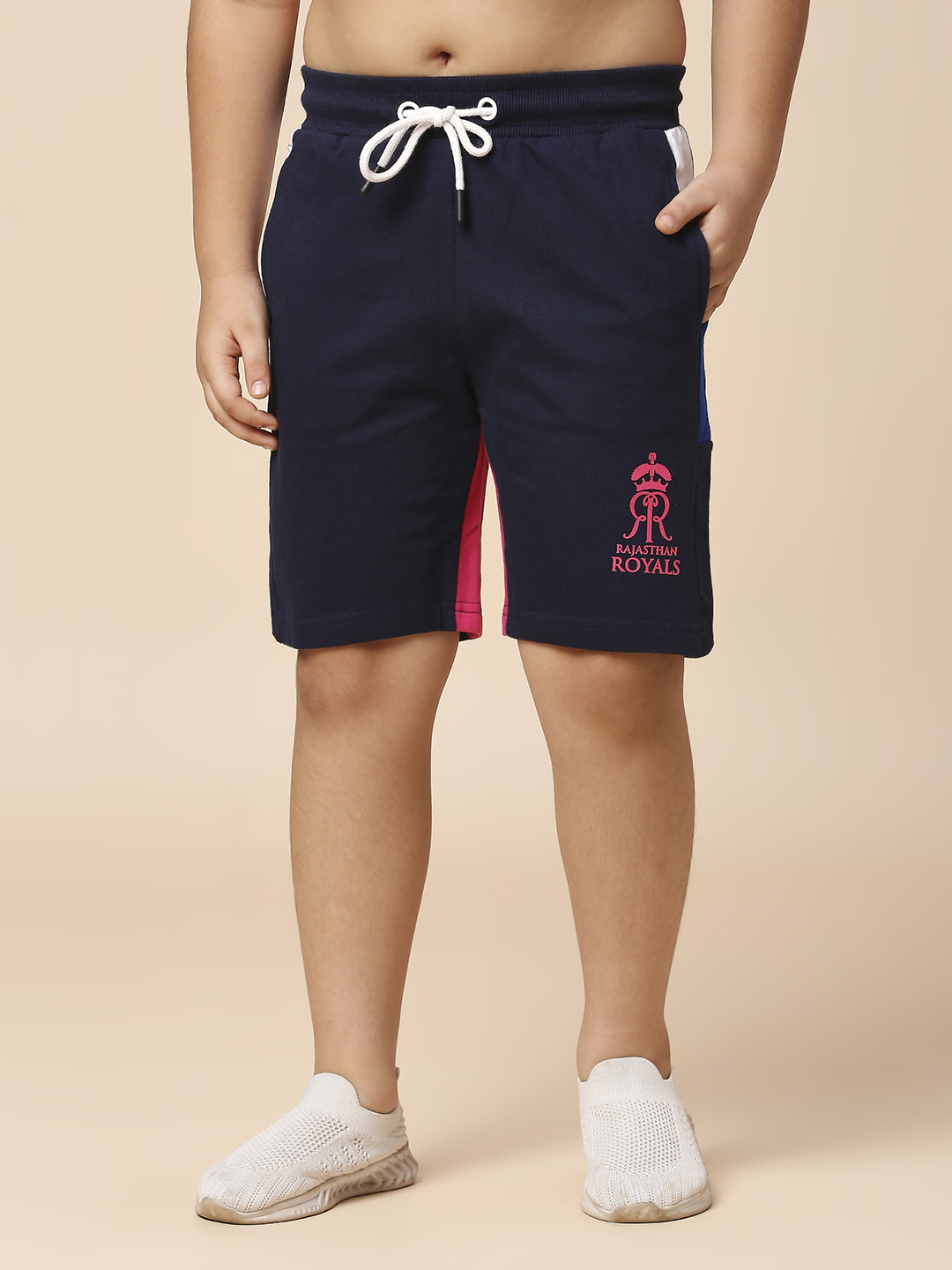 Rajasthan Royals Boys Navy Blue Printed Mid-Rise Active Sports Shorts (1)