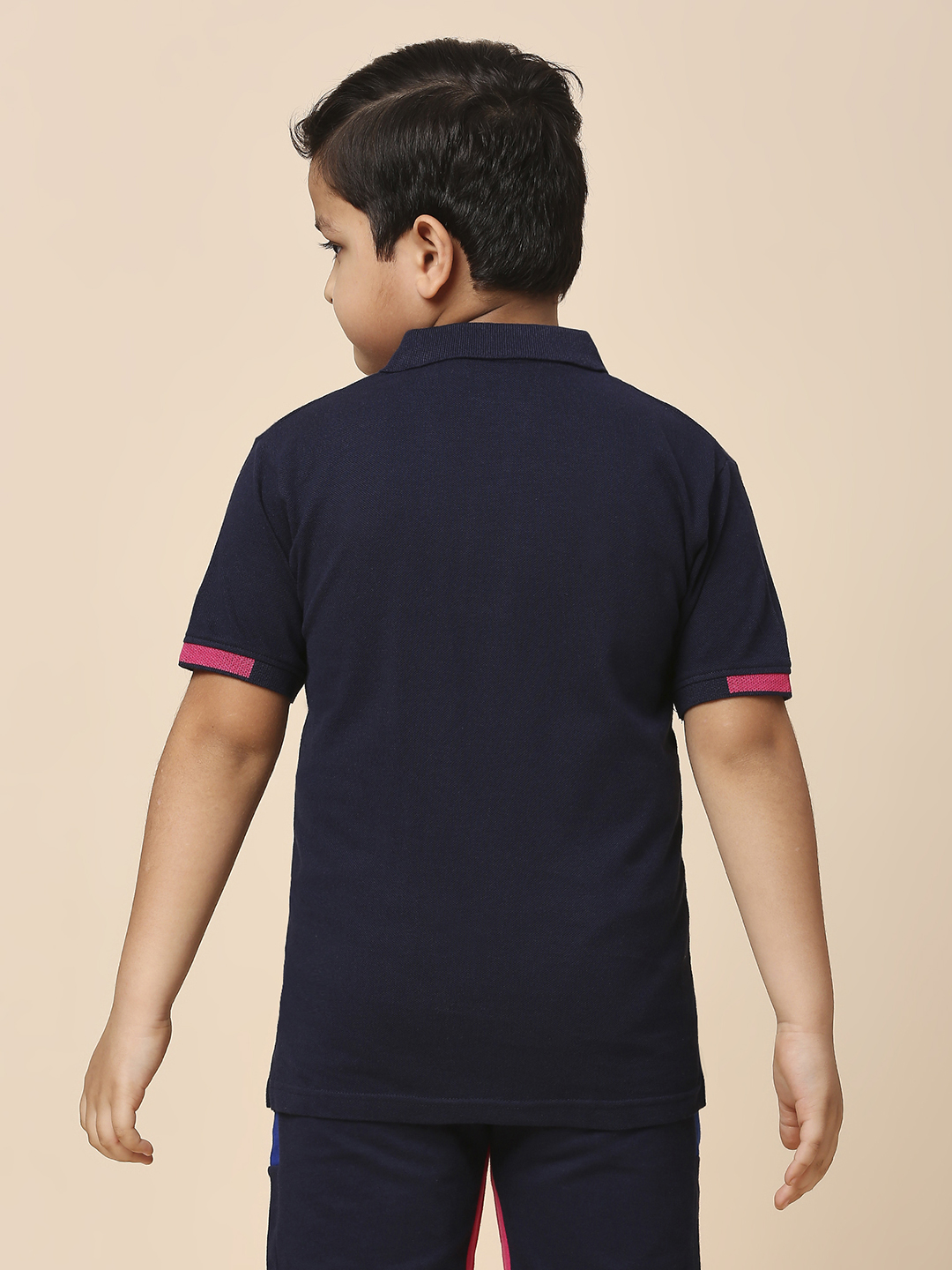 Rajasthan Royals Boys Navy Blue Solid Half Sleeves Polo Collar Cotton T-Shirt (4)