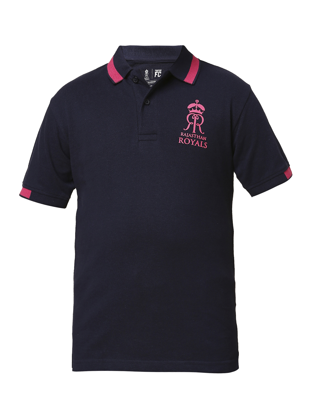 Rajasthan Royals Boys Navy Blue Solid Half Sleeves Polo Collar Cotton T-Shirt (7)