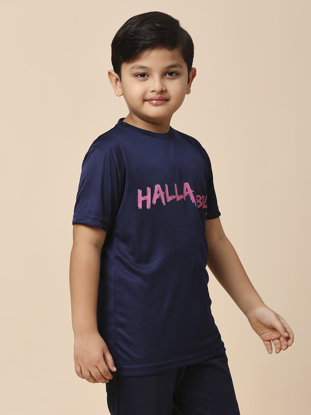 Rajasthan Royals Boys Navy Blue Typography Printed Half Sleeves Round Neck Hala Bol Polyester T-Shirt (3)