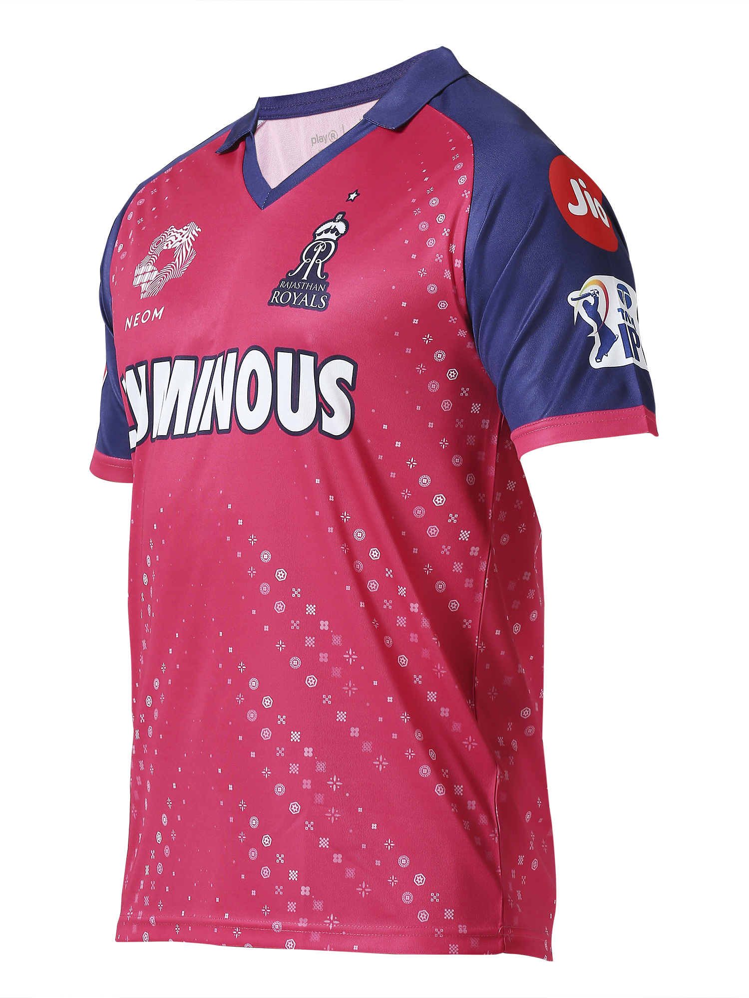 Rajasthan Royals Boys Pink All Over Print Half Sleeves Polo Collar Polyester Fan Jersey (2)