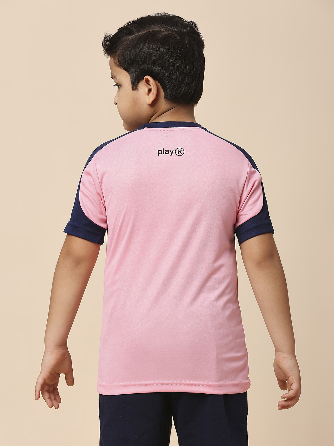 Rajasthan Royals Boys Pink and Navy Blue Colourblocked Half Sleeves Round Neck Fan T-Shirt (4)