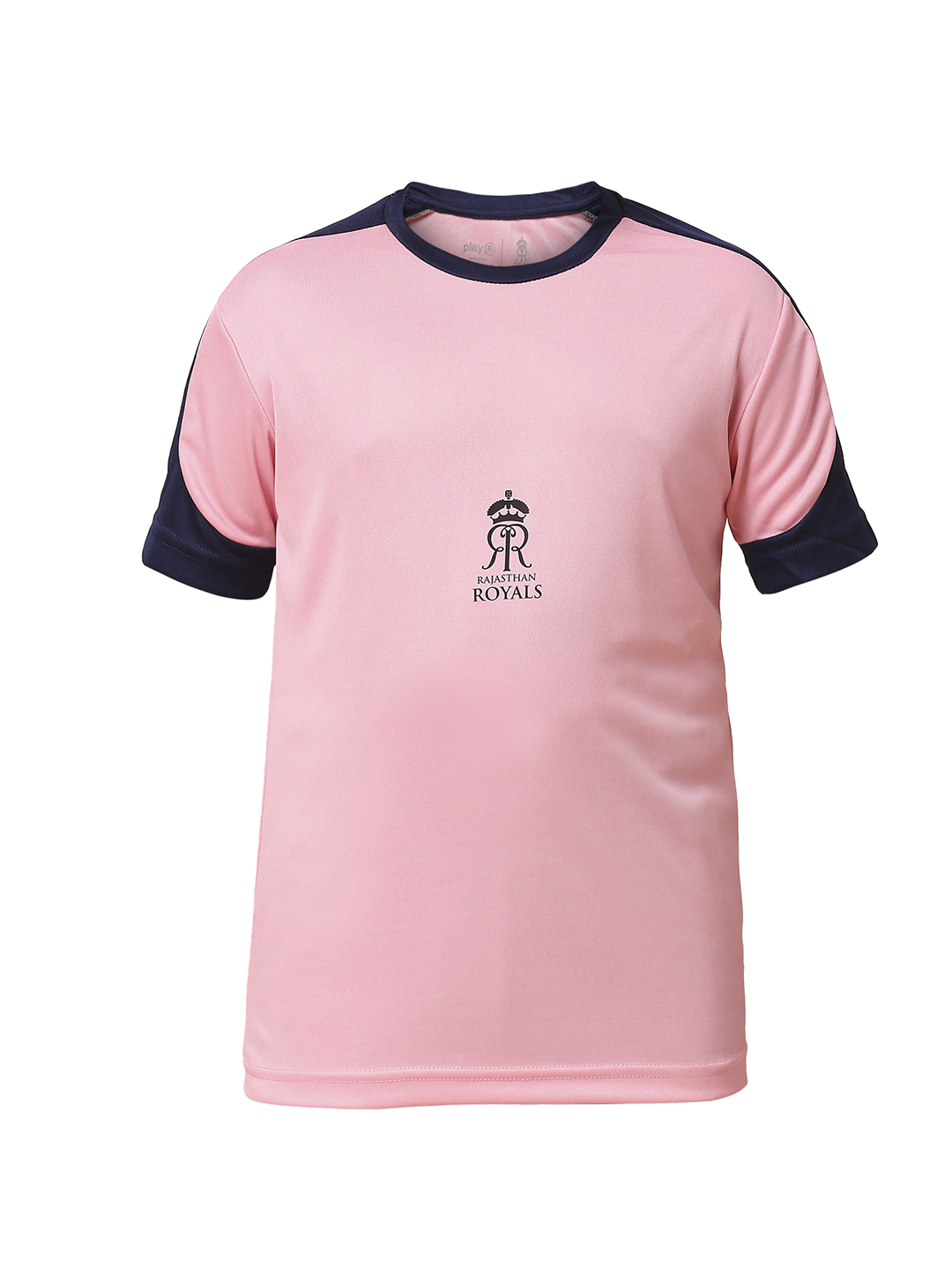 Rajasthan Royals Boys Pink and Navy Blue Colourblocked Half Sleeves Round Neck Fan T-Shirt (7)
