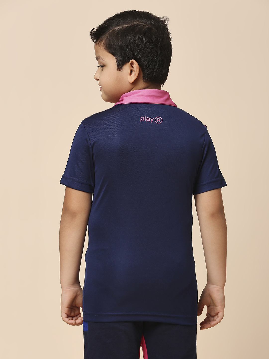 Rajasthan Royals Boys Purple and Pink Solid Half Sleeves Polo Collar Travel Polyester T-Shirt (4)