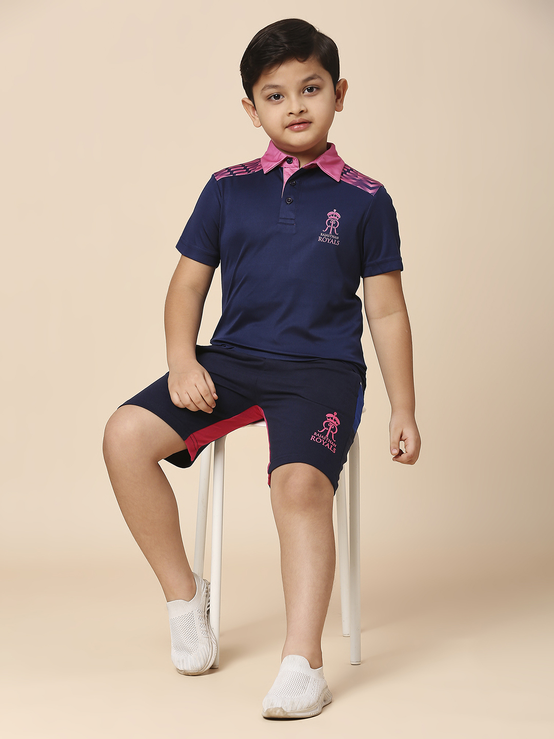 Rajasthan Royals Boys Purple and Pink Solid Half Sleeves Polo Collar Travel Polyester T-Shirt (5)