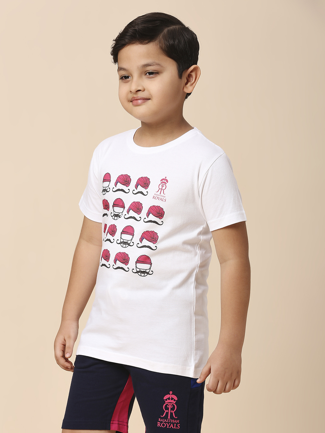 Rajasthan Royals Boys White Printed Half Sleeves Round Neck T-Shirt (2)