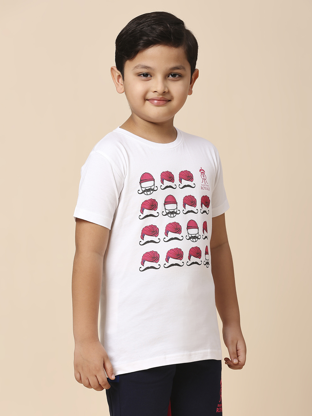 Rajasthan Royals Boys White Printed Half Sleeves Round Neck T-Shirt (3)