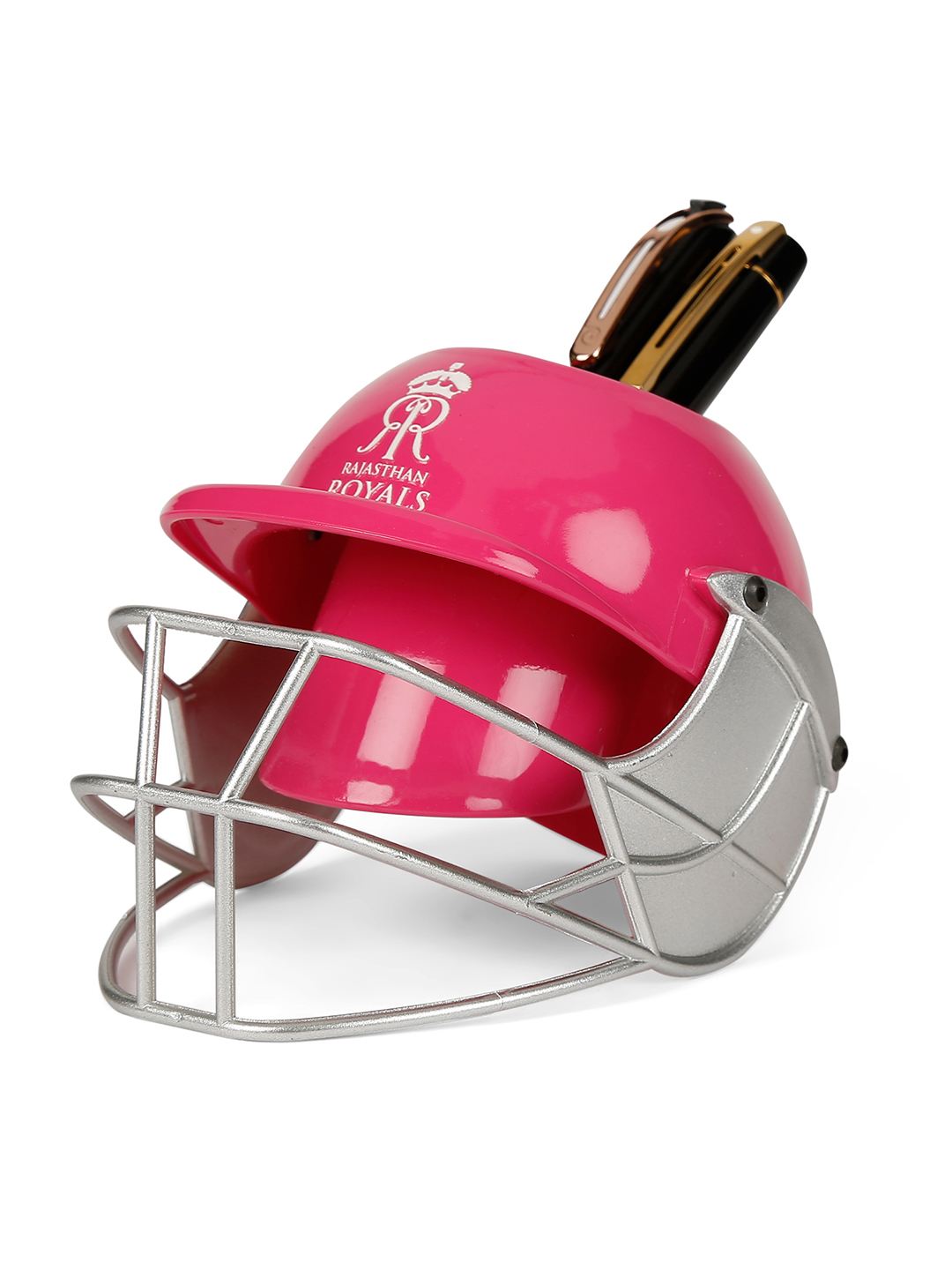 Rajasthan Royals Helmet Shaped Pink Logo Printed Pen and Pencil Stand, Pen Holder For Office and Home (10)