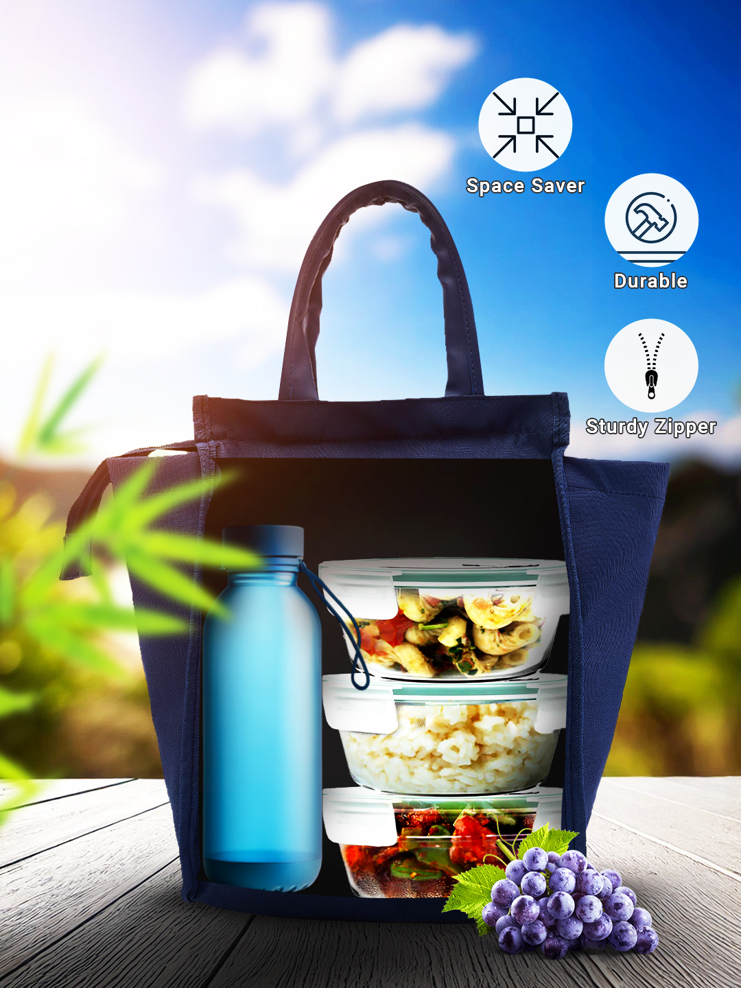 Rajasthan Royals Insulated Blue Lunch Bag for Men and Women with Canvas Fabric Zip Closure Multipurpose Bag (3)