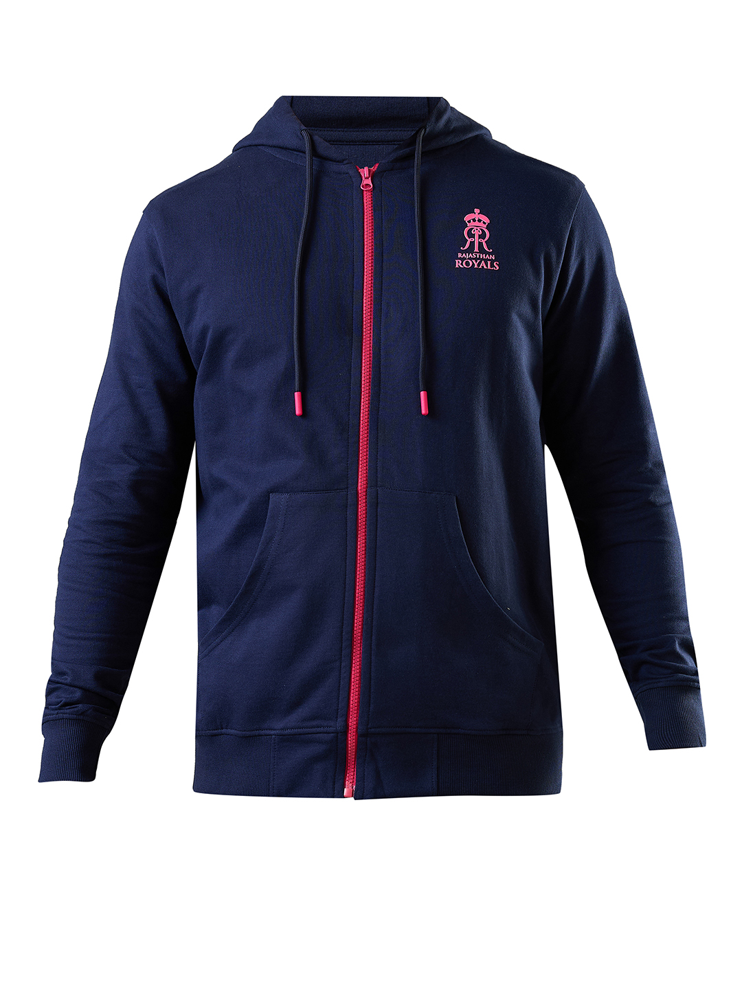 Rajasthan Royals Men Navy Blue Hooded Full Sleeves Front-Open Sweatshirt (6)
