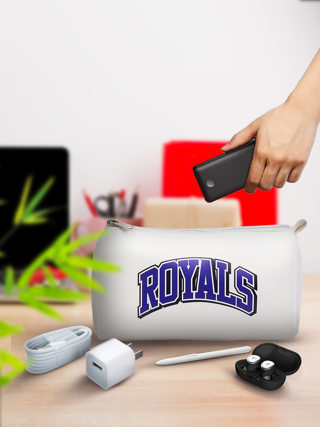 Rajasthan Royals Lightweight Travel Organiser, Compact Size, Multi-Purpose Pouch for Men and Women - White (6)