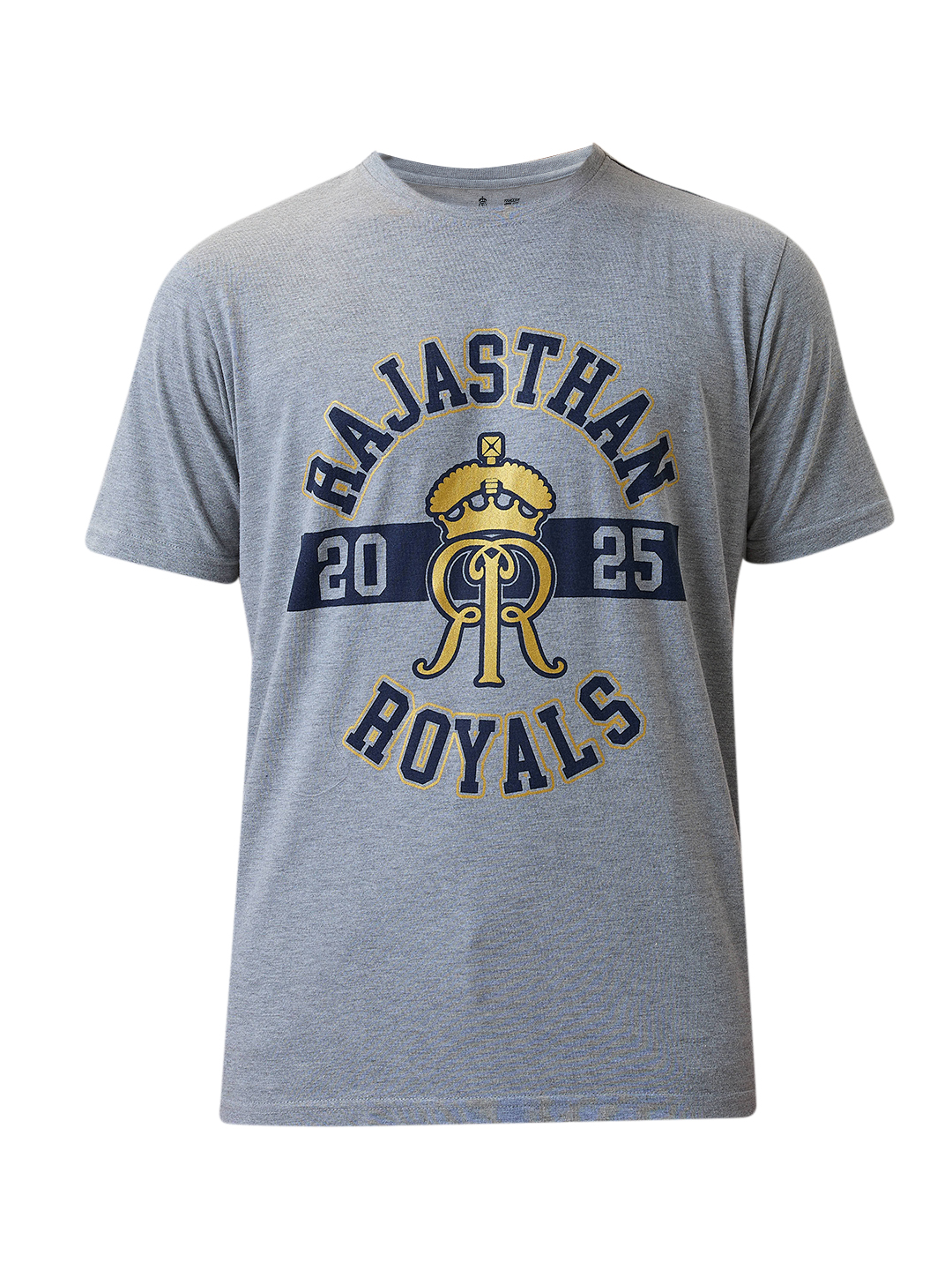 Rajasthan Royals Men Anthra Melange Logo Printed Half Sleeves Round Neck Cotton T-Shirt (7)