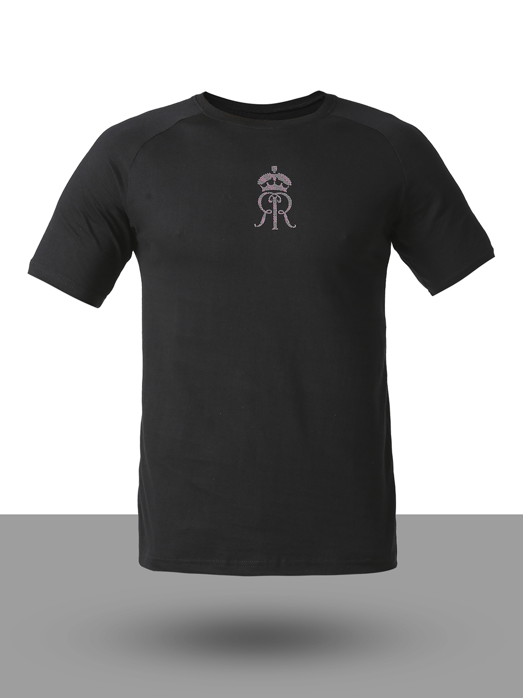 Rajasthan Royals Men Black and Pink Logo Printed Half Sleeves Round Neck Cotton T-Shirt (7)
