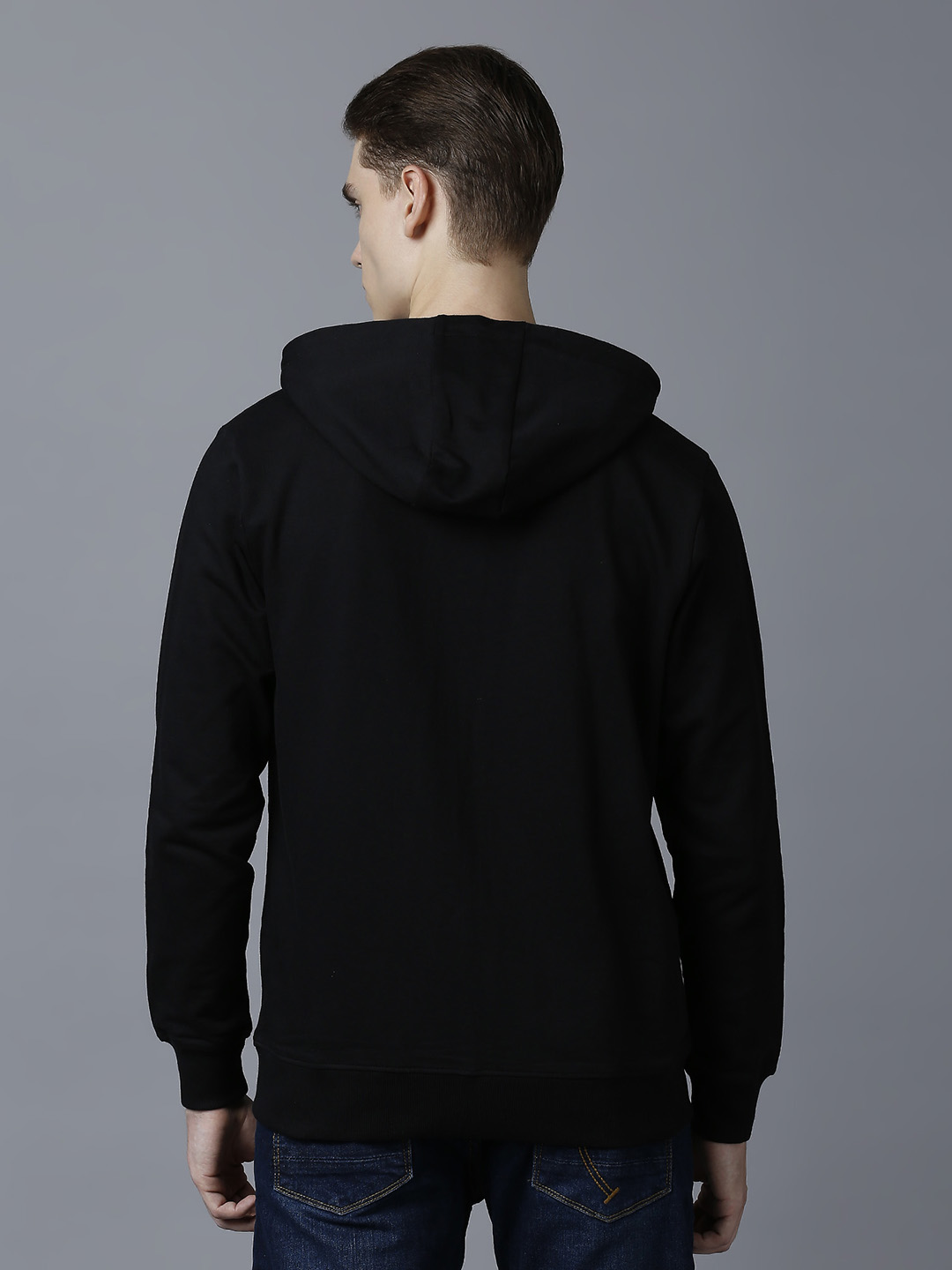 Rajasthan Royals Men Black Hooded Full Sleeves Front-Open Sweatshirt (5)